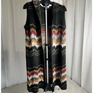 Cardigan Duster Sweater Vest By Absolutely Famous - Dark Moody Hooded Size XL